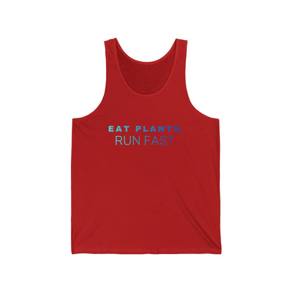 Eat Plants Run Fast Tank Top, Minimalist Vegan Workout Shirt, Plant Based Fitness Apparel