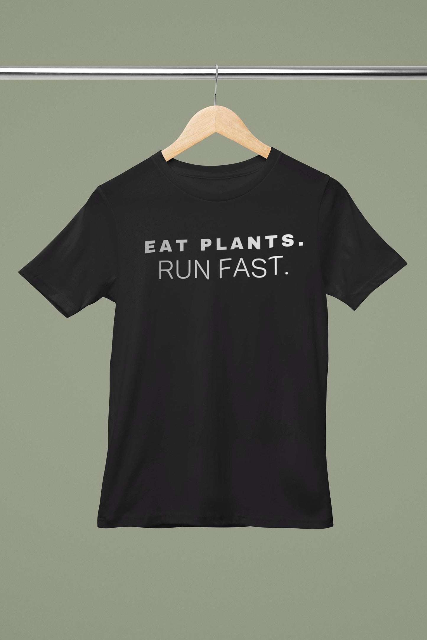 Eat Plants Run Fast T-Shirt, Minimalist Vegan Fitness Tee, Running Lifestyle Top