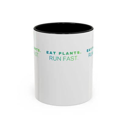 Eat Plants Run Fast Mug, Vegan Runner Coffee Cup, Plant-Based Athlete Gift