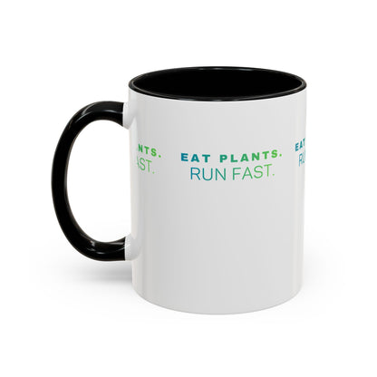 Eat Plants Run Fast Mug, Vegan Runner Coffee Cup, Plant-Based Athlete Gift