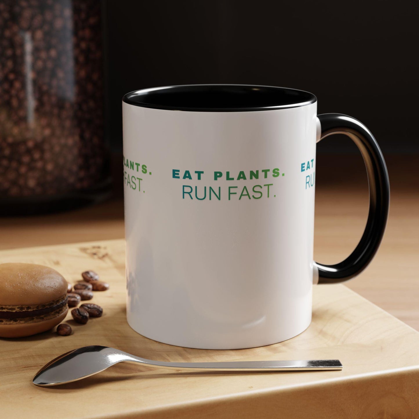 Eat Plants Run Fast Mug, Vegan Runner Coffee Cup, Plant-Based Athlete Gift