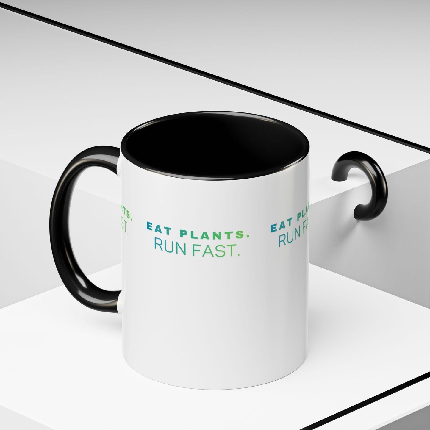 Eat Plants Run Fast Mug, Vegan Runner Coffee Cup, Plant-Based Athlete Gift