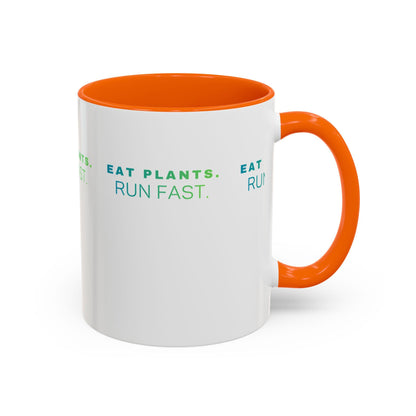 Eat Plants Run Fast Mug, Vegan Runner Coffee Cup, Plant-Based Athlete Gift