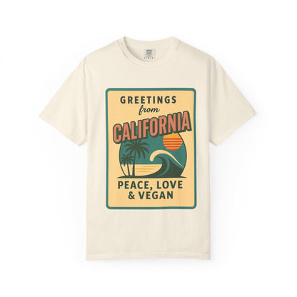 California Peace Love Vegan T-Shirt, Retro Beach Graphic Tee