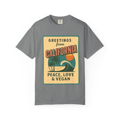 California Peace Love Vegan T-Shirt, Retro Beach Graphic Tee