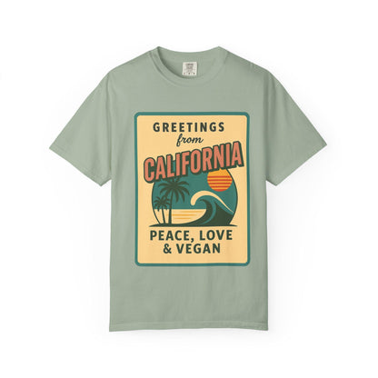California Peace Love Vegan T-Shirt, Retro Beach Graphic Tee