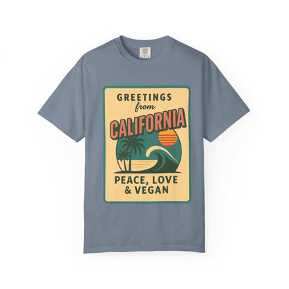 California Peace Love Vegan T-Shirt, Retro Beach Graphic Tee