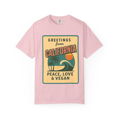 California Peace Love Vegan T-Shirt, Retro Beach Graphic Tee
