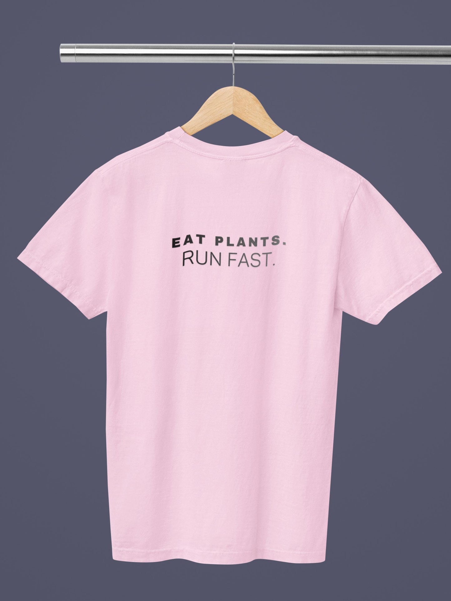 Eat Plants Run Fast Shirt, Minimalist Vegan Text Tee, Plant Based Runner Shirt, Fitness Gift