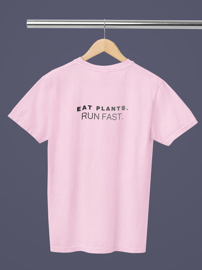 Eat Plants Run Fast Shirt, Minimalist Vegan Text Tee, Plant Based Runner Shirt, Fitness Gift