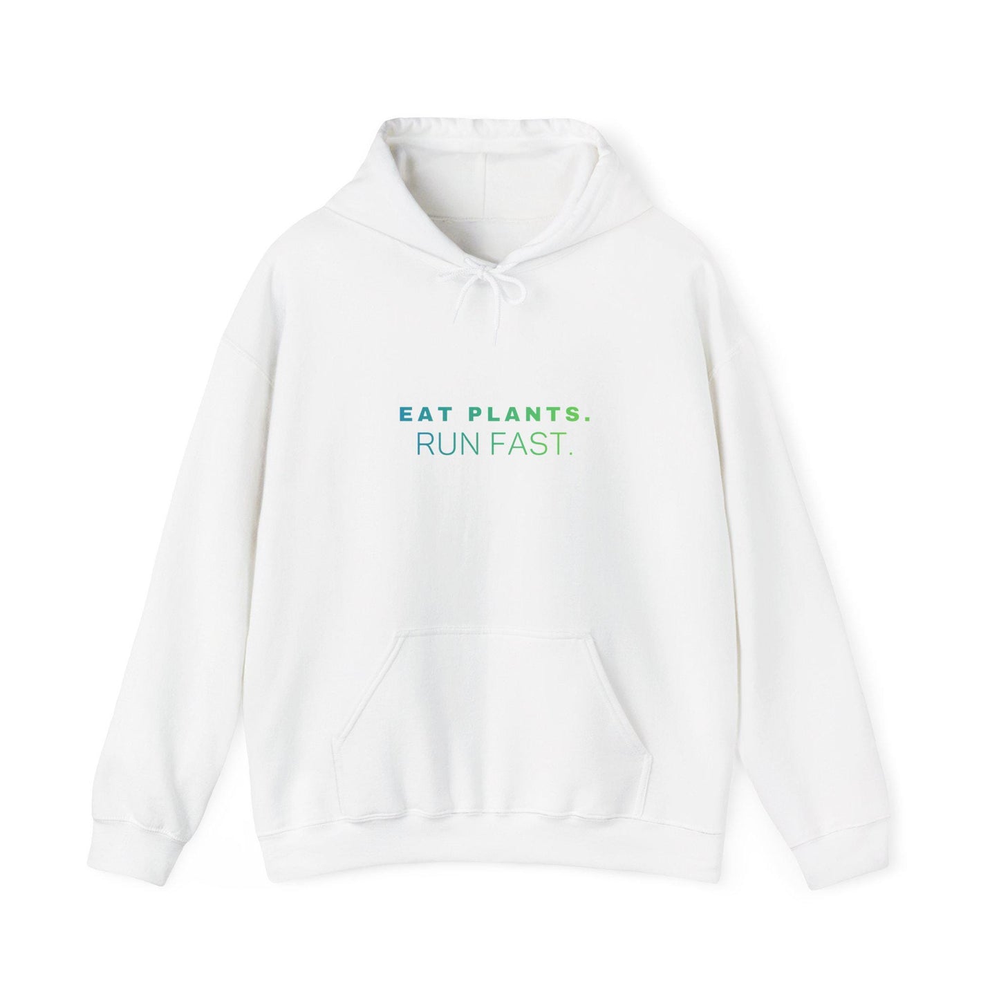 Eat Plants Run Fast Hoodie, Minimalist Vegan Text Sweatshirt, Plant Based Fitness Gift, Simple Typography Pullover