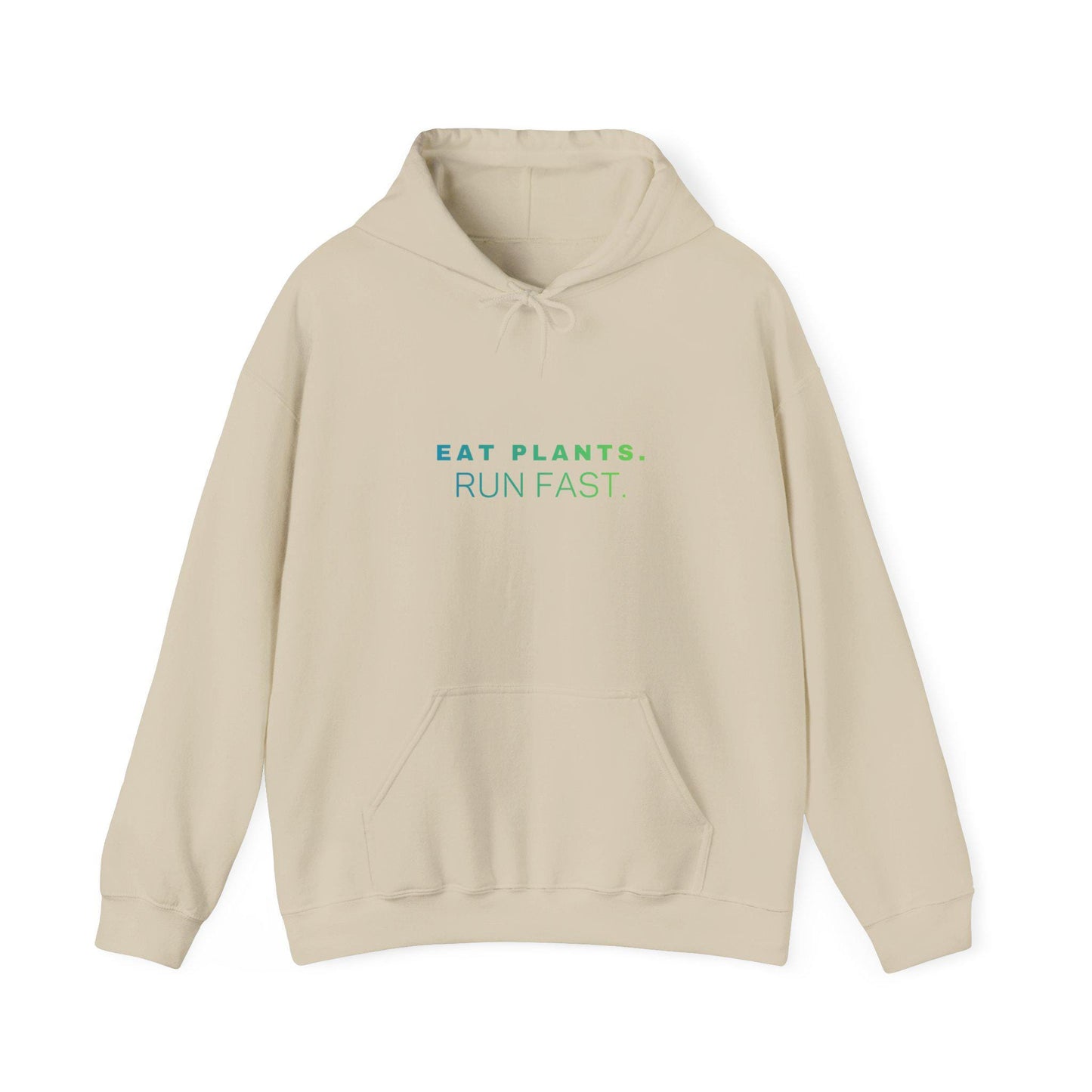 Eat Plants Run Fast Hoodie, Minimalist Vegan Text Sweatshirt, Plant Based Fitness Gift, Simple Typography Pullover