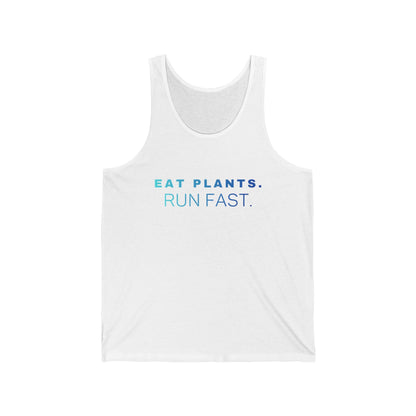 Eat Plants Run Fast Tank Top, Minimalist Vegan Workout Shirt, Plant Based Fitness Apparel