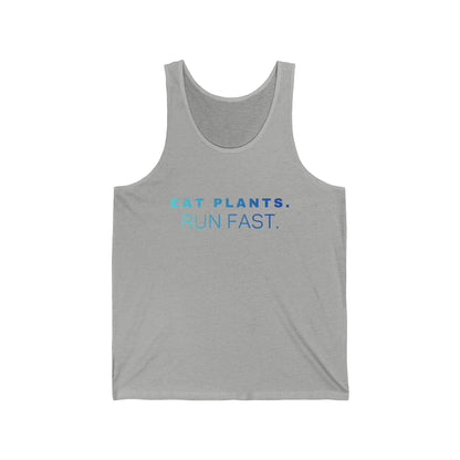 Eat Plants Run Fast Tank Top, Minimalist Vegan Workout Shirt, Plant Based Fitness Apparel