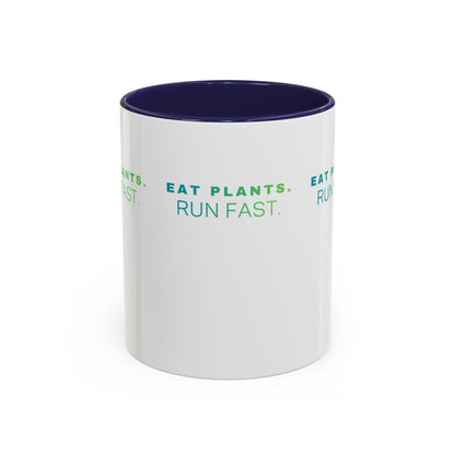 Eat Plants Run Fast Mug, Vegan Runner Coffee Cup, Plant-Based Athlete Gift