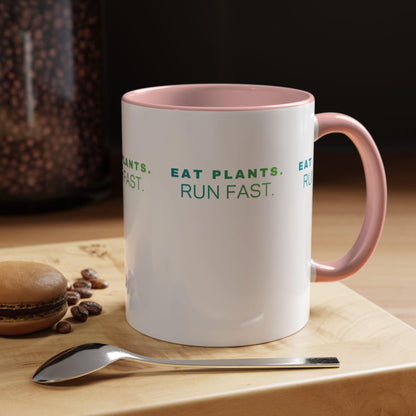 Eat Plants Run Fast Mug, Vegan Runner Coffee Cup, Plant-Based Athlete Gift