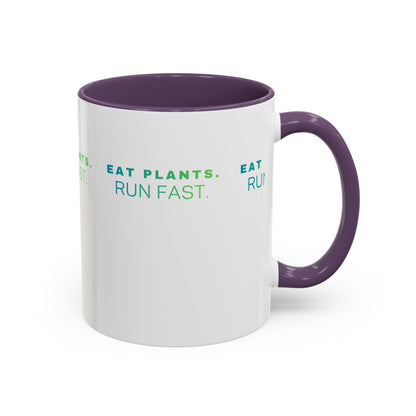 Eat Plants Run Fast Mug, Vegan Runner Coffee Cup, Plant-Based Athlete Gift