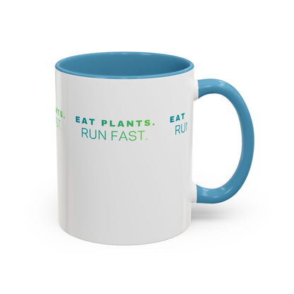 Eat Plants Run Fast Mug, Vegan Runner Coffee Cup, Plant-Based Athlete Gift