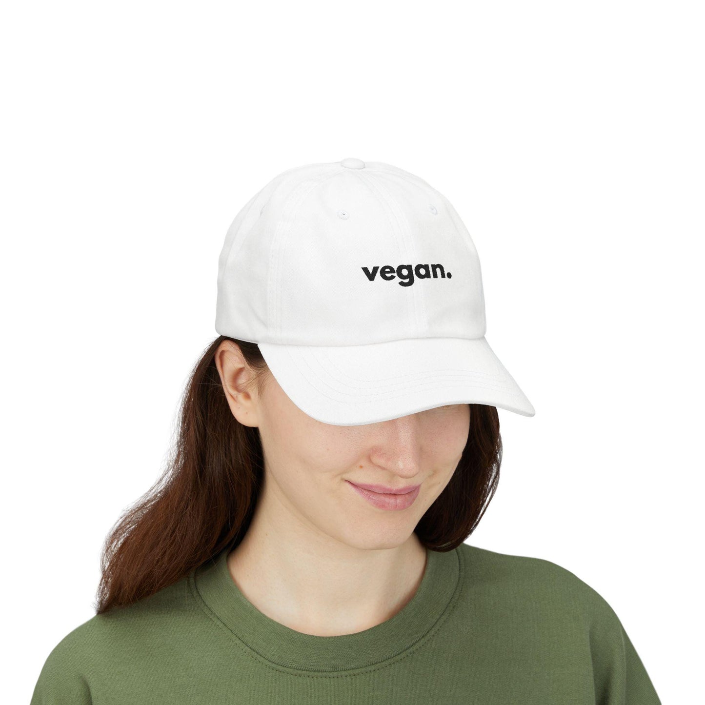 Minimalist Embroidered Cotton Cap, Vegan Lifestyle Logo Hat