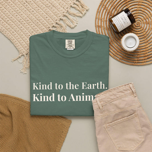 Kind Earth Animals T-Shirt | Environmental Vegan Message Tee