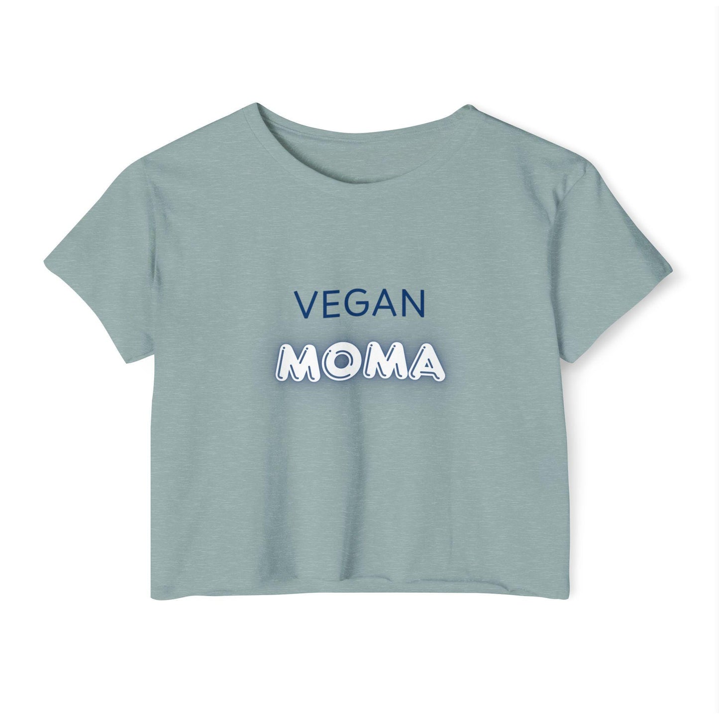 Vegan Moma Crop Top | Plant-Based Mom Shirt, Retro Neon Text