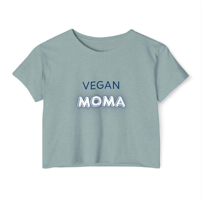 Vegan Moma Crop Top | Plant-Based Mom Shirt, Retro Neon Text