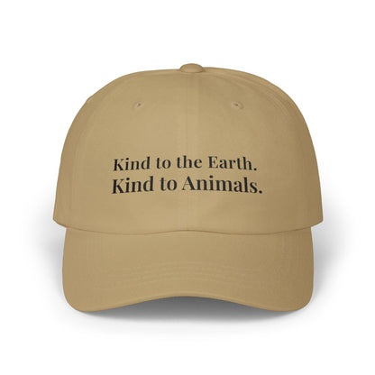 Kind to Earth Animals Cotton Cap, Minimal Vegan Message Hat