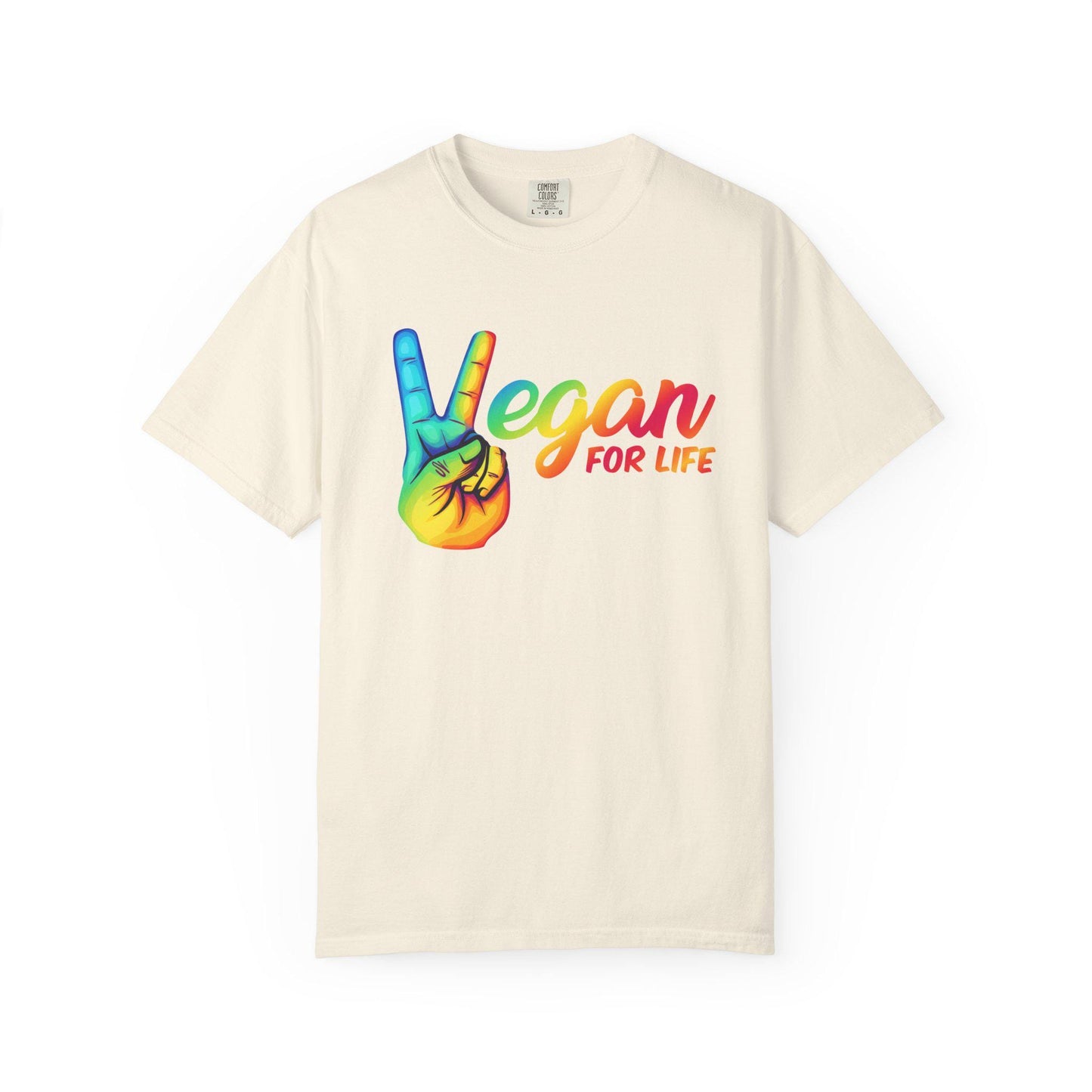 Vegan for Life Rainbow Shirt, Peace Sign Vegan Tee, Retro Plant Based Top