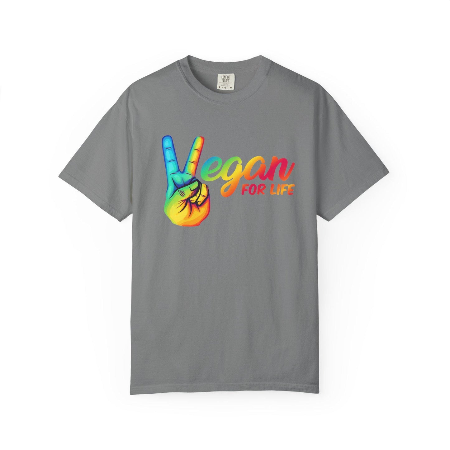 Vegan for Life Rainbow Shirt, Peace Sign Vegan Tee, Retro Plant Based Top