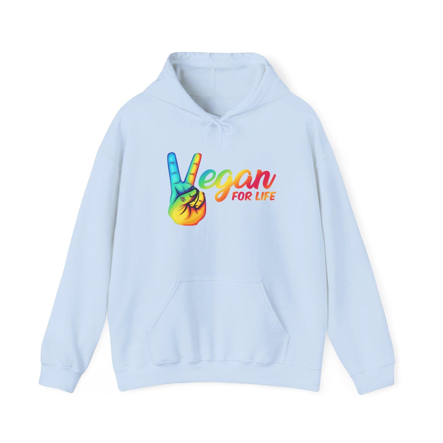 Vegan for Life Hoodie, Rainbow Peace Sign Sweatshirt, Plant Based Pullover