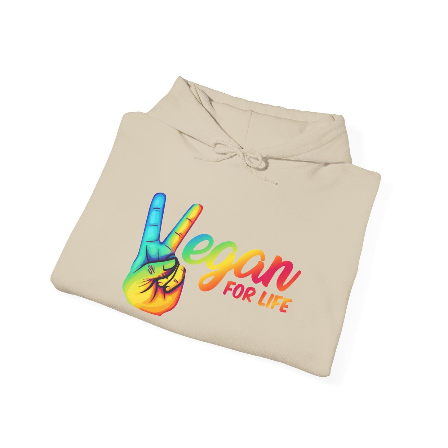 Vegan for Life Hoodie, Rainbow Peace Sign Sweatshirt, Plant Based Pullover