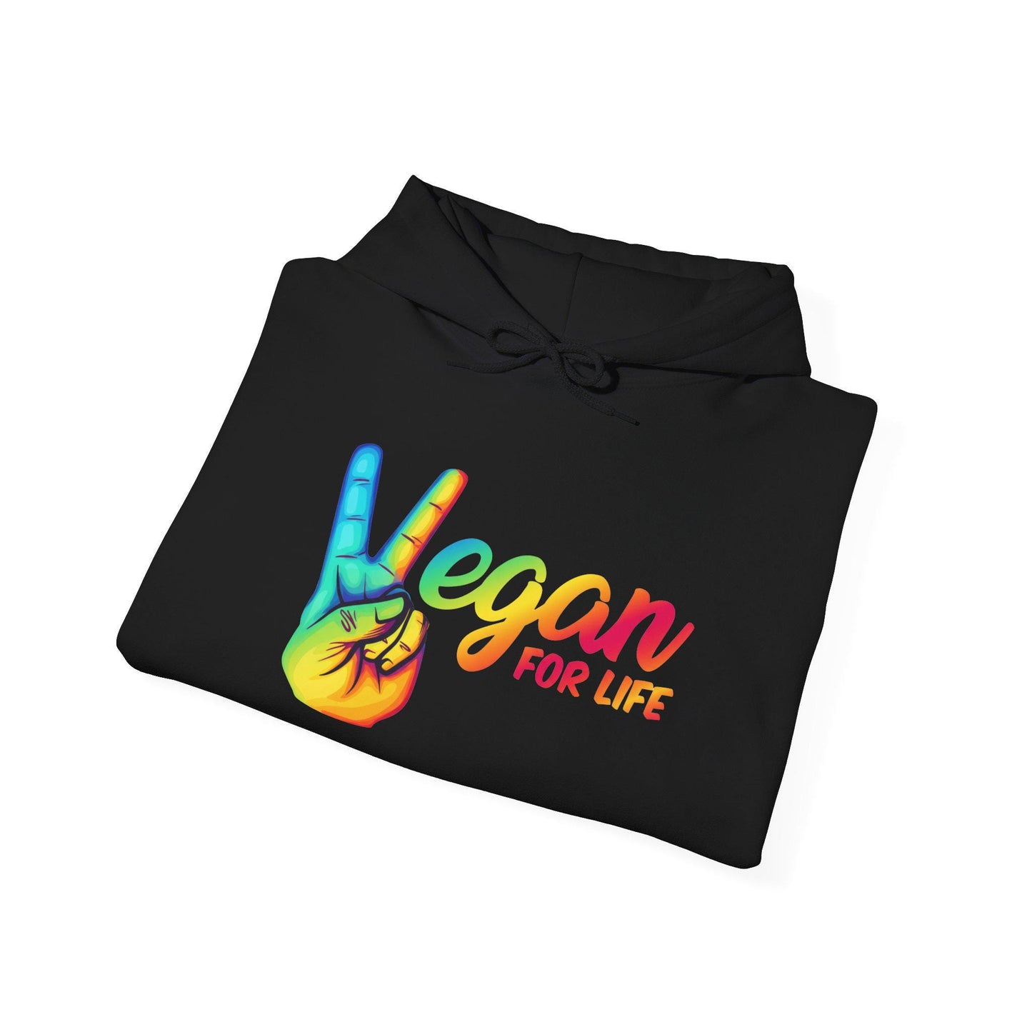 Vegan for Life Hoodie, Rainbow Peace Sign Sweatshirt, Plant Based Pullover