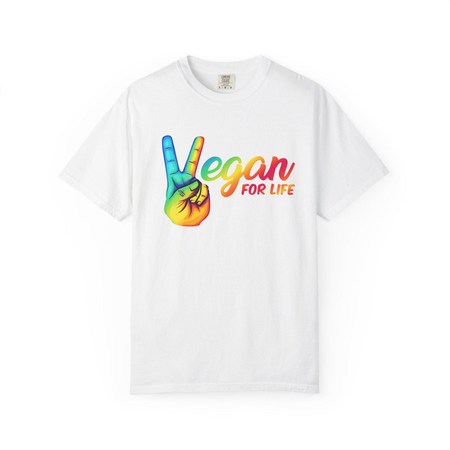 Vegan for Life Rainbow Shirt, Peace Sign Vegan Tee, Retro Plant Based Top