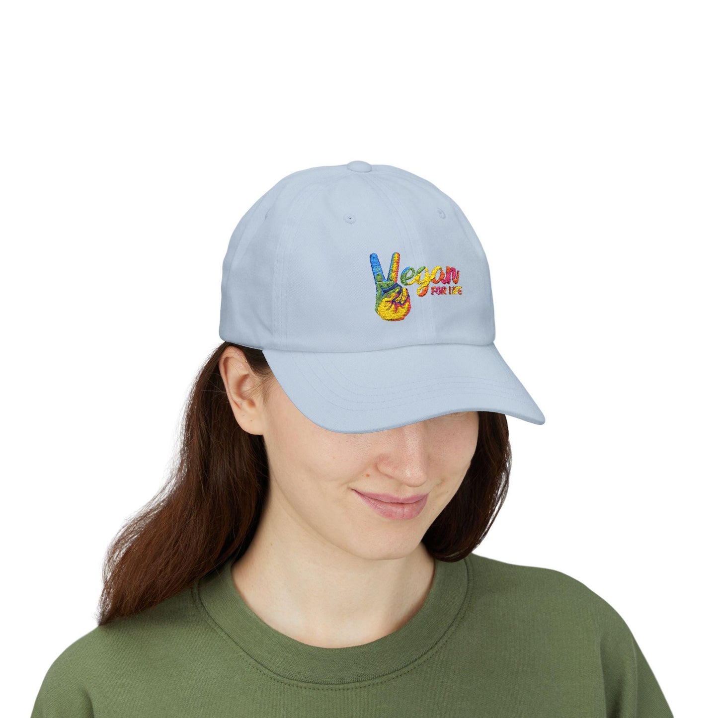 Vegan for Life Hat, Rainbow Peace Sign Cap, Plant Based Dad Hat