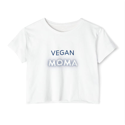 Vegan Moma Crop Top | Plant-Based Mom Shirt, Retro Neon Text