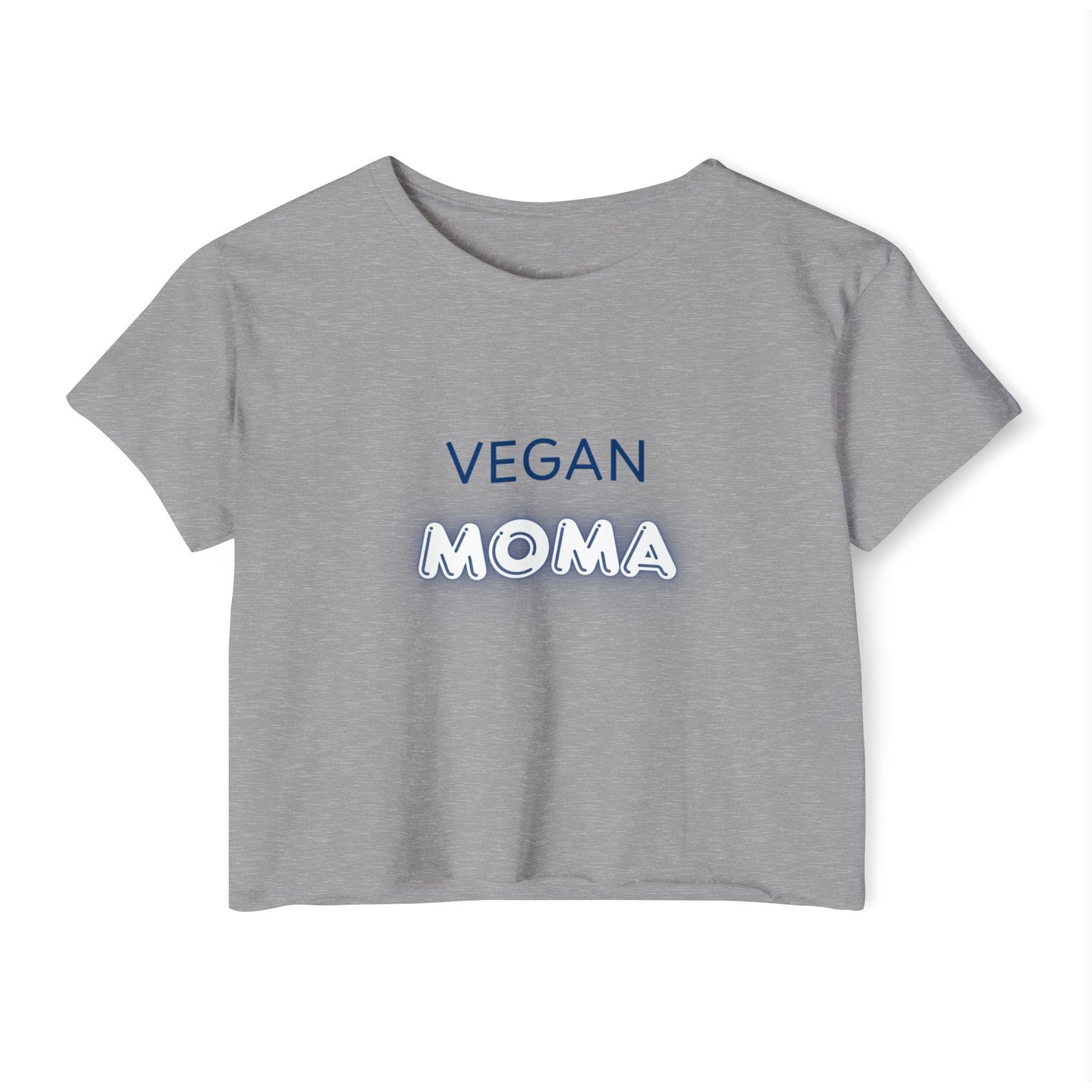 Vegan Moma Crop Top | Plant-Based Mom Shirt, Retro Neon Text