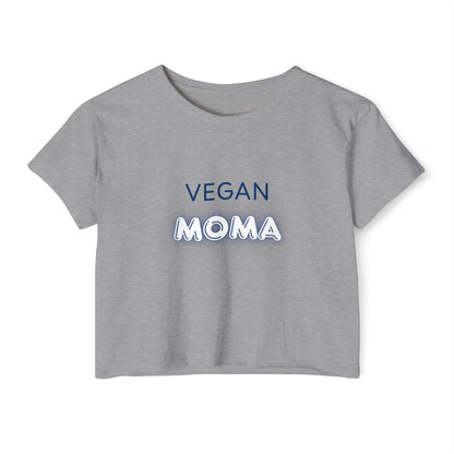 Vegan Moma Crop Top | Plant-Based Mom Shirt, Retro Neon Text
