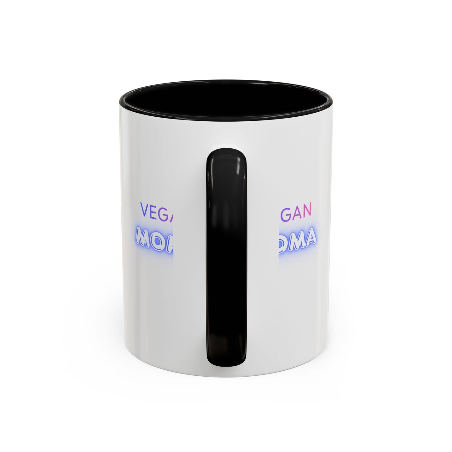 Vegan Moma mug | Accent Coffee Mug 11oz 15oz, White with Black Handle