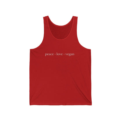Peace Love Vegan Tank Top, Minimalist Graphic Shirt, Bella Canvas 3480