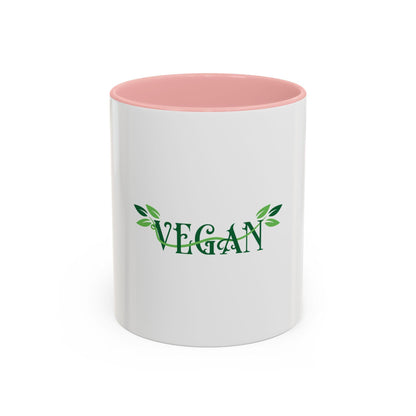 Vegan Leaf Script Mug | Accent Coffee Mug
