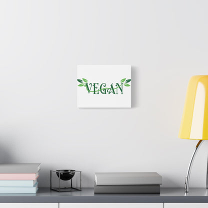 Vegan Script with Leaves Canvas - Hanging Vegan Text