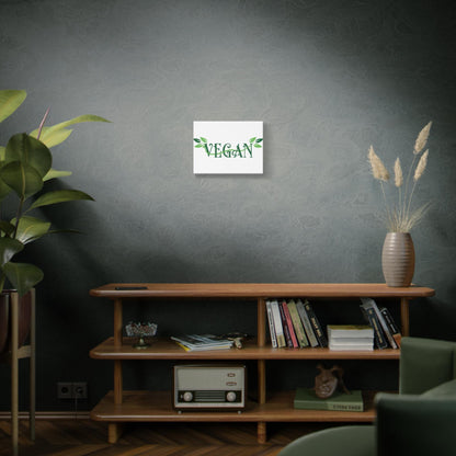 Vegan Script with Leaves Canvas - Hanging Vegan Text