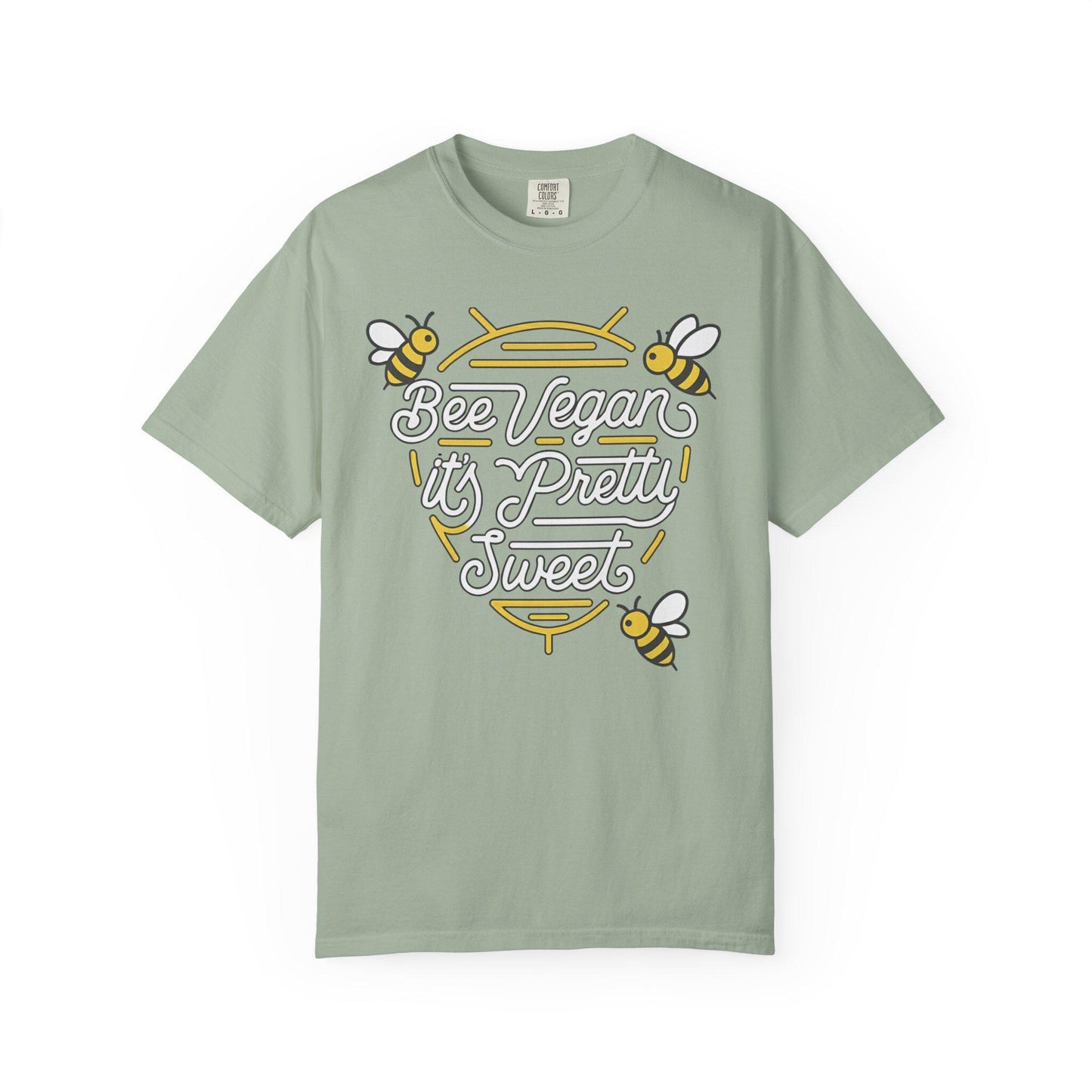 Bee Vegan It's Pretty Sweet Graphic Tee, Comfort Colors 1717, Hand Drawn Bees