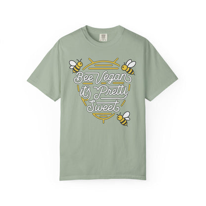 Bee Vegan It's Pretty Sweet Graphic Tee, Comfort Colors 1717, Hand Drawn Bees