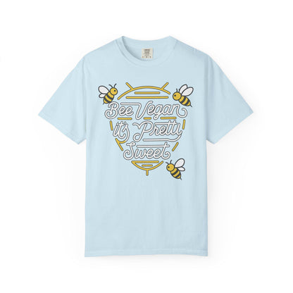 Bee Vegan It's Pretty Sweet Graphic Tee, Comfort Colors 1717, Hand Drawn Bees