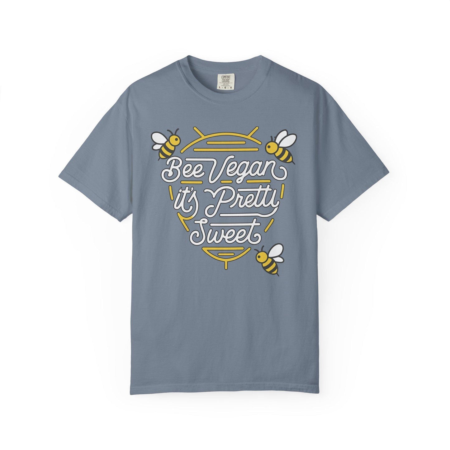 Bee Vegan It's Pretty Sweet Graphic Tee, Comfort Colors 1717, Hand Drawn Bees
