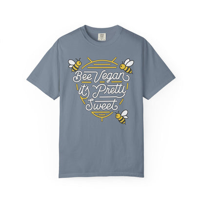 Bee Vegan It's Pretty Sweet Graphic Tee, Comfort Colors 1717, Hand Drawn Bees
