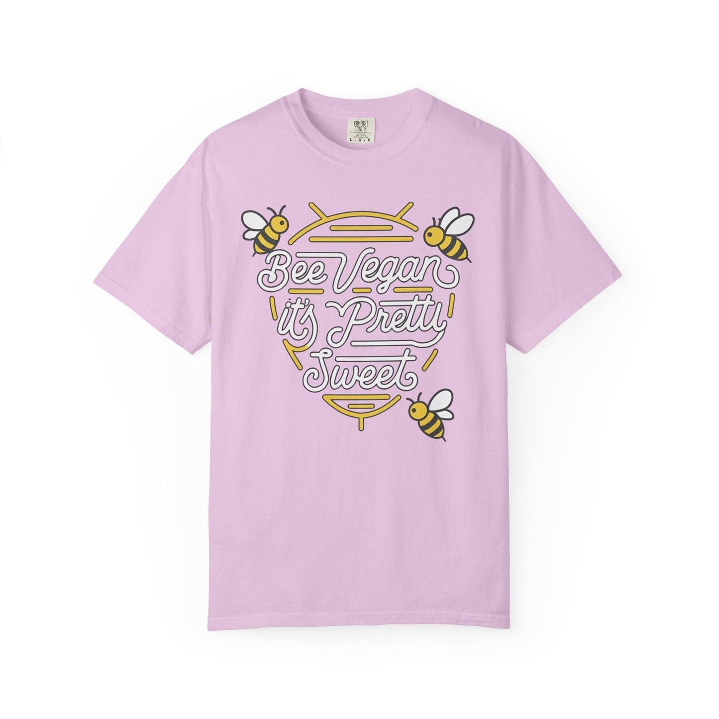 Bee Vegan It's Pretty Sweet Graphic Tee, Comfort Colors 1717, Hand Drawn Bees