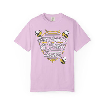 Bee Vegan It's Pretty Sweet Graphic Tee, Comfort Colors 1717, Hand Drawn Bees