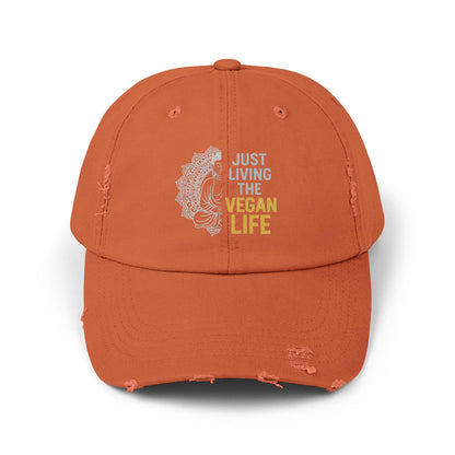 Distressed Vegan Life Baseball Cap | Cotton Twill Statement Hat